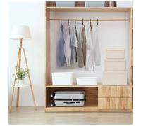 Storage Box Set of 3 Cream Fabric Foldable Oxford Non-Woven 45/40/35cm 45x34x25
