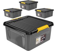Storage box set of 4 grey/anthracite 39x39x16cm stackable