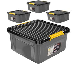 Storage box set of 4 grey/anthracite 39x39x16cm stackable