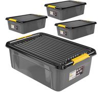 Storage box set of 4 grey/anthracite 58x39x16cm stackable