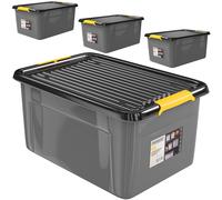 Storage box set of 4 grey/anthracite 58x39x25cm stackable