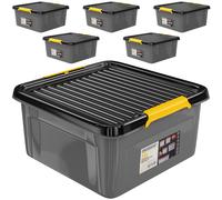 Storage box set of 6 grey/anthracite 39x39x16cm stackable