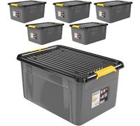 Storage box set of 6 grey/anthracite 58x39x25cm stackable