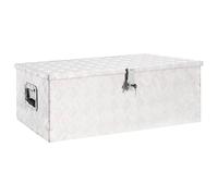 Storage Box Silver Aluminium & Stainless Steel 90x47x33.5cm Lockable Corrugated