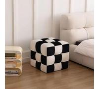storage box,Small Foot Rest Ottoman with Spon Padded Seat - Pu Leather Cube Ottoman, Decorative Square Stool Fuzzy Shoe Bench with Solid Wood Frame for Living Room Bedroo