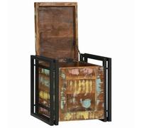 Storage Box Solid Acacia Wood 40 x 40 x 40 cm with Iron Frame Brown Black for Living Room Bedroom Hallway Storage Chest Chest Wooden Chest Organiser Storage