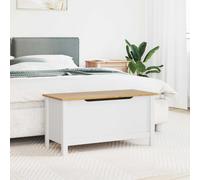Storage Box Solid Pine Wood Honey Brown White Trim 90x40x45 cm Modern Minimalist