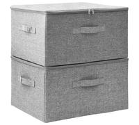 vidaXL 2x Storage Boxes Fabric Grey Home Foldable Box Storage Case Chest Set