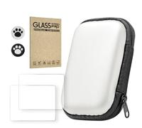 Storage Box Suitable for R36S/R35S/RGB20S Game Console Tempered Film + Hard Protective Case 2 in 1 Game Console Travel Carrying Bag (2pcs+White)