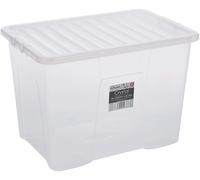 Storage Box With Lid 2 X 80L Crystal Clear Plastic Stackable Container Home