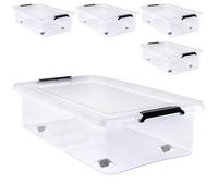 Storage Box with Lid 4Pcs Set Clear 60x40x17cm 30L