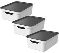 Storage Box With Lid Rotho Jive Dekobox Set Of 3 Plastic Container Box 10L-White