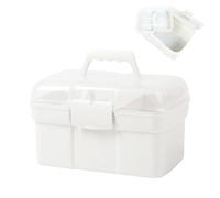 Storage Box with Removable Tray & Lid,Multipurpose Container Small Plastic Art Storage Box with Compartments,Craft Caddy for Sewing,Hobby,Medicine,Fishing,Toys,Stationery,Hair Accessories (White)