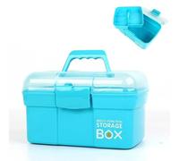 Storage Box with Removable Tray & Lid,Multipurpose Container Small Plastic Art Storage Box with Compartments,Craft Caddy for Sewing,Hobby,Medicine,Fishing,Toys,Stationery,Hair Accessories (Blue)