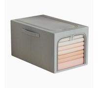 Storage Box with Steel Frame, 2 Colors, Length 45-53cm,30 Cm High, Double Zipper Devise + Compression Steel Frame, for Use Wardrobe Storage,56L,Grey