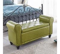 storage box,Wood Sofa Stool Footrest - Contemparory Rolled Arm Storage Bench With Pu Leather, Modern Tufted Bed Bench Entryway Shoe Bench