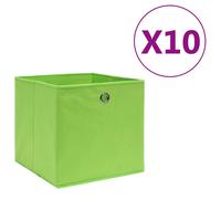 Storage Boxes 10pc Green 28x28x28cm Non-Woven Fabric Foldable Eyelet Set of 10