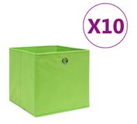 Storage Boxes 10pcs Green Non-Woven Fabric Foldable 28x28x28cm with Eyelet Set