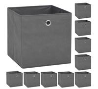 Storage Boxes 10pcs Grey 32x32x32cm Non-Woven Fabric Foldable, Shelf Organizers