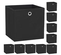 Storage Boxes 4 Pack Foldable Black 32x32x32cm Non-Woven Fabric Cubes w/Eyelet.