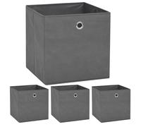 Storage Boxes 4pcs Grey 32x32x32cm Foldable Non-Woven Fabric Organizer w/ Eyelet