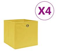 Storage Boxes 4pcs Non-Woven Fabric Yellow 28x28x28cm Foldable Organizer Bins x4