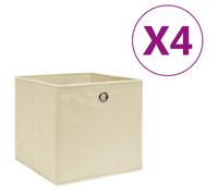 Storage Boxes Cream Non-Woven Fabric 28x28x28cm Foldable 4 pcs with Eyelet Home