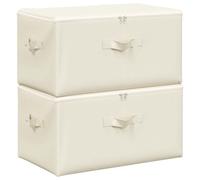 vidaXL Storage Boxes 2 pcs-Cream-colored fabric storage box with non-woven fabric interior, foldable and portable with handle, suited for toys, scarves, socks, books.