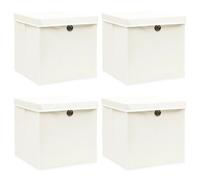 Storage Boxes Foldable 4pcs White Non-Woven Fabric 32x32x32cm for Home with Lids