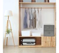 Storage Boxes Foldable Grey Fabric 43x34x23cm 2pcs Handles Home Organizer SetUK