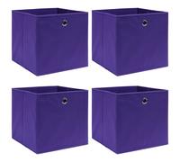 Storage Boxes Foldable Purple Non-Woven Fabric Organizer 4-Pack 28x28x28cm Set