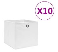 Storage Boxes Foldable White Non-Woven Fabric 28x28x28cm 10-Pack with Eyelet Set