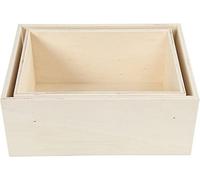 Storage Boxes, rectangle, H: 27+31 cm, W: 19,5+22,5 cm, plywood, 2pcs, depth 12,5 cm