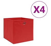 Storage Boxes Red Non-Woven Fabric 28x28x28 cm Foldable Pack of 4 Organizers Set