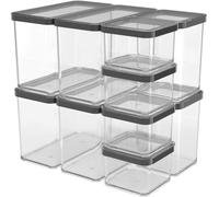 Rotho Loft Set of storage tins 10 pcs. LOFT, Plastic (PP) BPA-free, black, (32.3 x 22.3 x 32.4 cm)