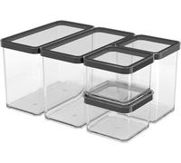 Rotho Loft Set of storage tins 5 pcs. LOFT, Plastic (PP) BPA-free, transparent, (32.3 x 22.3 x 16.6 cm)