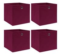 Storage Boxes Set 4 pcs Dark Red 32x32x32 cm Foldable Non-Woven Fabric Organizer
