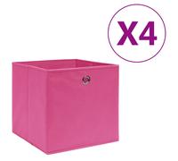 Storage Boxes Set 4pc Pink 28x28x28cm Non-Woven Fabric Foldable with Grommet Box