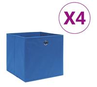 Storage Boxes Set of 4 Foldable Blue Non-Woven Fabric 28 x 28 x 28 cm Organizer