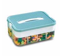 Storage Boxes,Transparent Toy Box Organizer,Stackable Lego Storage Boxes with Lid,Handle,Plastic Multi Compartments Container Chest Case for Storing Toys,Jewelry,Crafts,Tools,Lego (Green, 1 Tier)