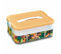 Storage Boxes,Transparent Toy Box Organizer,Stackable Lego Storage Boxes with Lid,Handle,Plastic Multi Compartments Container Chest Case for Storing Toys,Jewelry,Crafts,Tools,Lego (Yellow, 1 Tier)