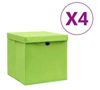 vidaXL Storage Boxes with Covers 4 pcs 28x28x28 cm Green