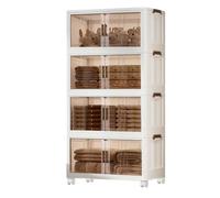 Storage Boxes with Lids 4-Tier Plastic Storage Drawers Stackable Collapsible Cabinet with Wheels for Bathroom Bedroom Closet Organisation (4 * 38L)