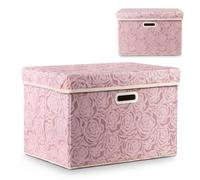 Storage Boxes with Lids, Rose Pattern Large Collapsible Storage Bin, Non-Woven Wardrobe Storage Organiser, 38L Dust-proof & Moisture-proof Clothes Storage for Closet Toys Stackable- 43x30x30cm