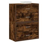 Storage Cabinet 2 Drawer Smoked Oak 60x31x40cm Engineered Wood Stackable Bedroom