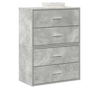 Storage Cabinet 2 Drawers Concrete Grey Engineered Wood 60x31x40 cm Stackable UK