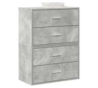Storage Cabinet 2 Drawers Concrete Grey Engineered Wood 60x31x40 cm Stackable UK