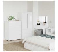 Storage Cabinet 2pc High Gloss White 80x48x105cm Engineered Wood 4 Drawers Slim