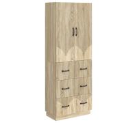 Storage Cabinet 2pc Sonoma Oak Engineered Wood 3-Drawer Wall 66x34.5x87cm Modern