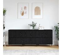 Storage Cabinet 3pc Black Oak 60x35x70cm Engineered Wood 4-Door Modern Slimline